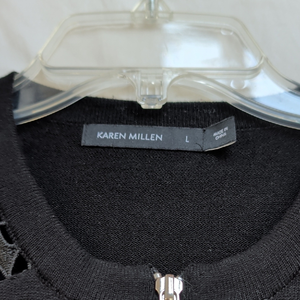 Karen Millen black zip front cardigan with cutout details - Picture 2 of 8